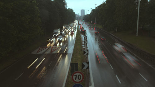 Blurred motion of vehicles on road