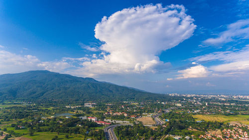 Scenic view of green landscape against sky