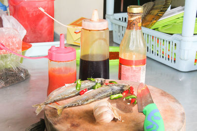 Close-up of food on table