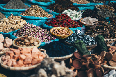 Various vegetables for sale at market stall