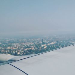 Aerial view of sea seen through airplane window