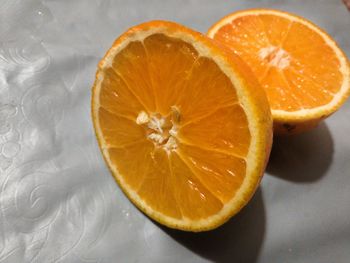 High angle view of orange on table