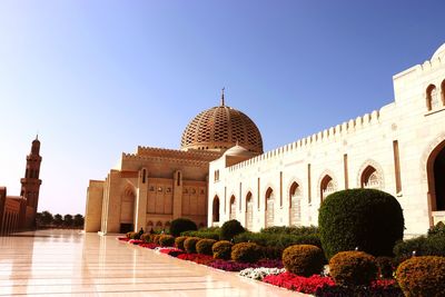 View of sultan qaboos mosque against clear sky oman