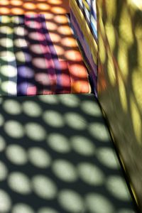 Close-up of multi colored glass building