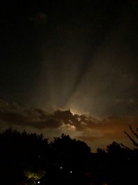 Low angle view of silhouette trees against sky at sunset