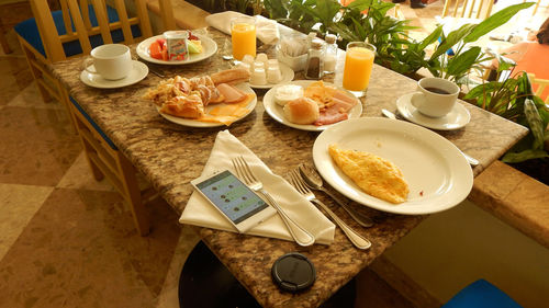 Breakfast on table