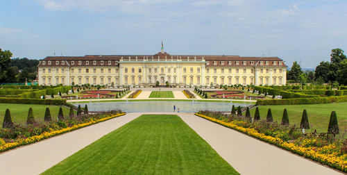 View of historical building in garden