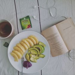 High angle view of fruits on table