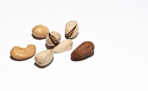 High angle view of pastries against white background