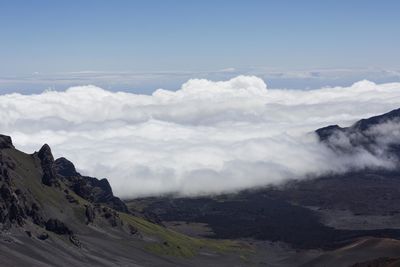 Scenic view of volcanic landscape against sky