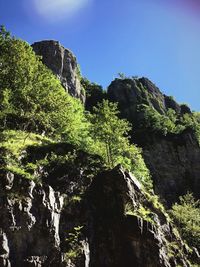 Low angle view of mountain against clear sky