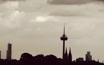 City skyline at sunset