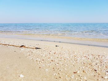 Scenic view of beach against clear sky