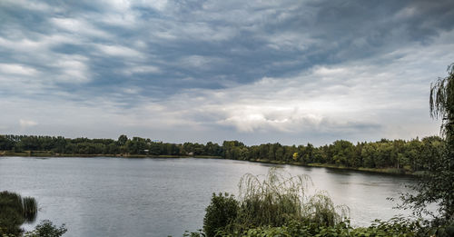 Scenic view of lake against sky