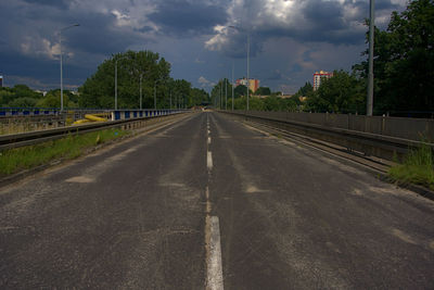 Surface level of road against sky