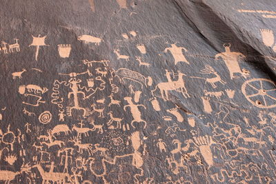 Full frame shot of petroglyphs