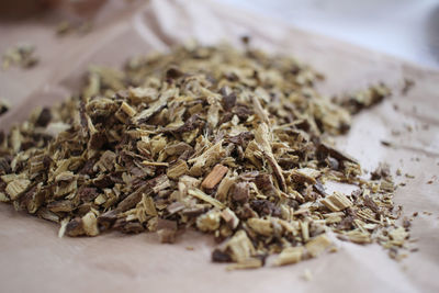 Close-up of dead plant on table