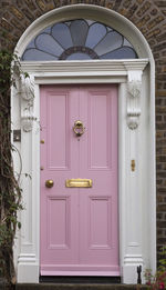 Closed door of building