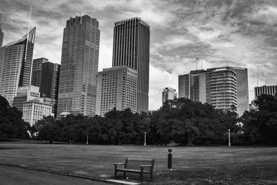 Skyscrapers in city against sky