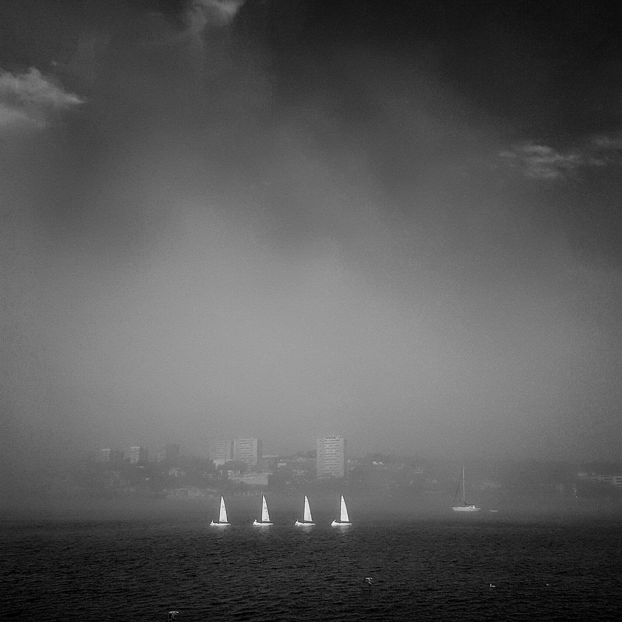 SAILBOATS SAILING IN SEA AGAINST SKY