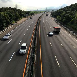 High angle view of cars on highway