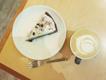 High angle view of coffee on table