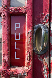 Close-up of red door