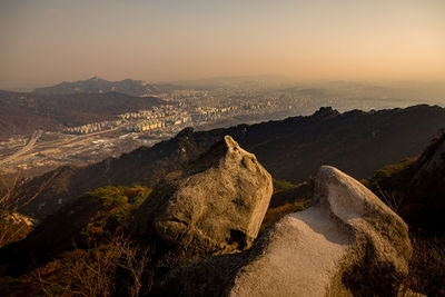 Scenic view of mountains against clear sky