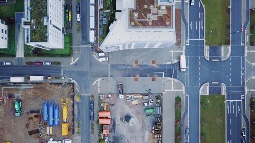 High angle view of buildings in city