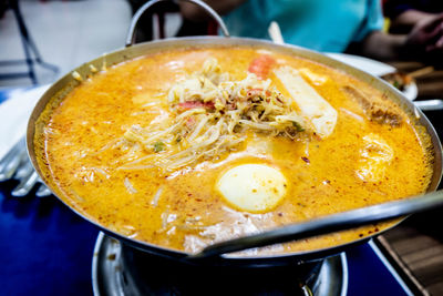 High angle view of breakfast in plate
