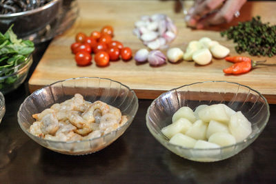 Close-up of food on table