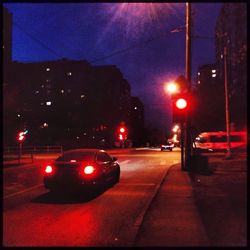 Traffic on road at night