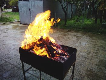 Burning fire at night