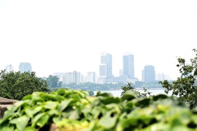 City skyline against clear sky