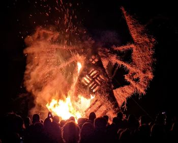 Firework display at night