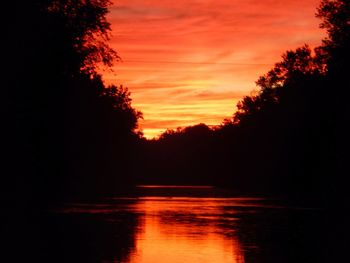 Sunset over calm lake