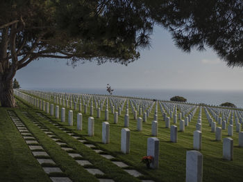 Panoramic shot of cemetery against sky