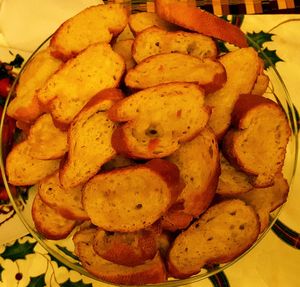 High angle view of potatoes in plate