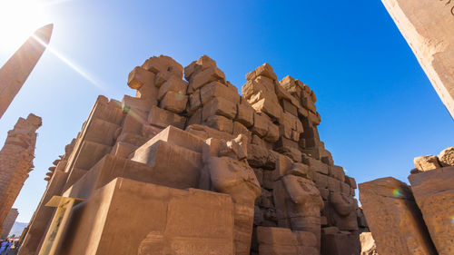 Low angle view of rock formations