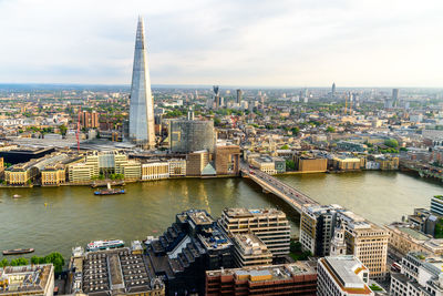 High angle view of buildings in city