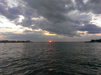 Scenic view of sea against cloudy sky