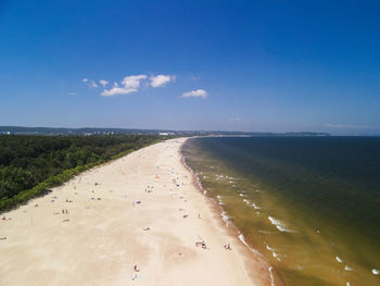 Scenic view of beach against the sky, aerial view on the beach in gdansk, poland. 