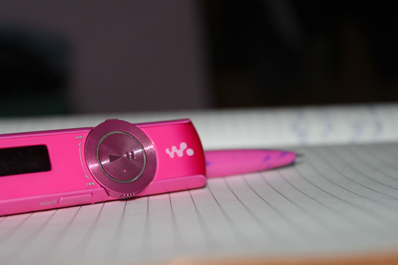 pink color, close-up, technology, table, indoors, no people, day