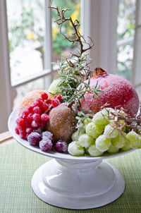 Close-up of strawberries on table