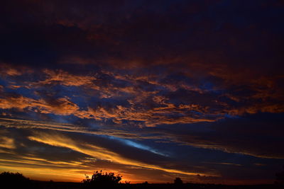 Low angle view of dramatic sky during sunset