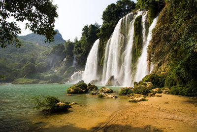 Scenic view of waterfall