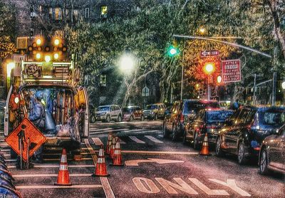 Illuminated street light at night