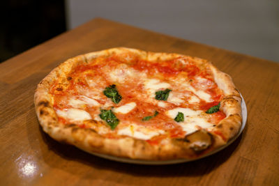 Close-up of pizza on table