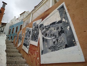 Low angle view of graffiti on wall of building