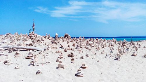 View of beach against blue sky